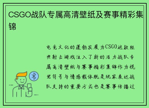 CSGO战队专属高清壁纸及赛事精彩集锦